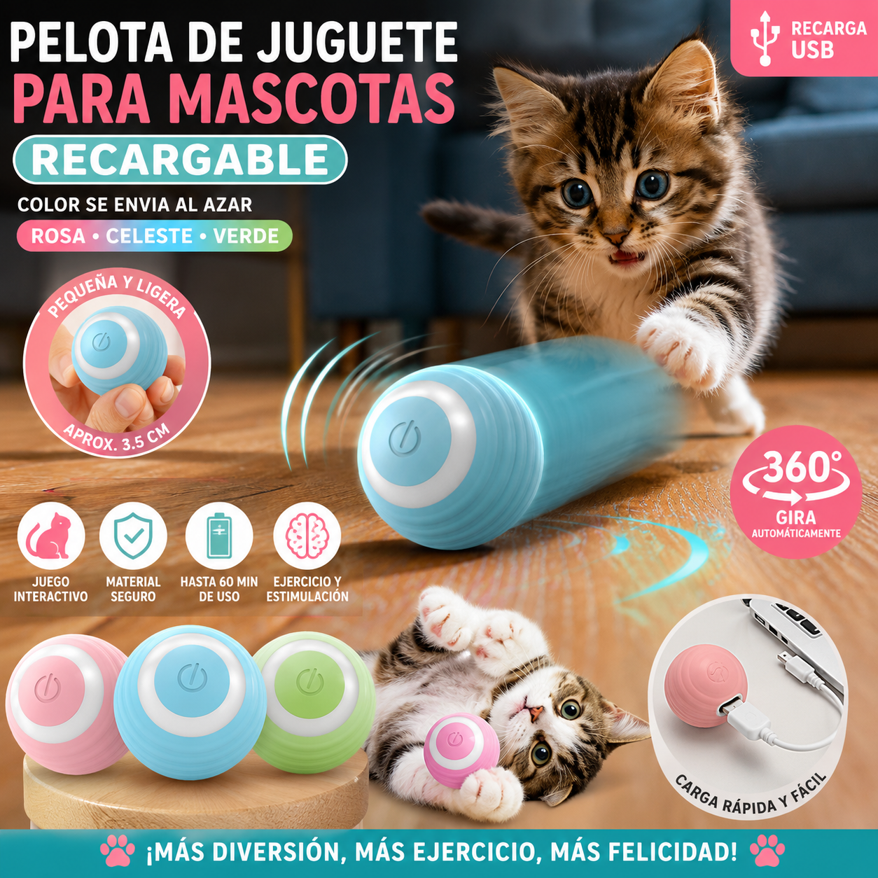 Pelota de Juguete para Mascotas Recargab